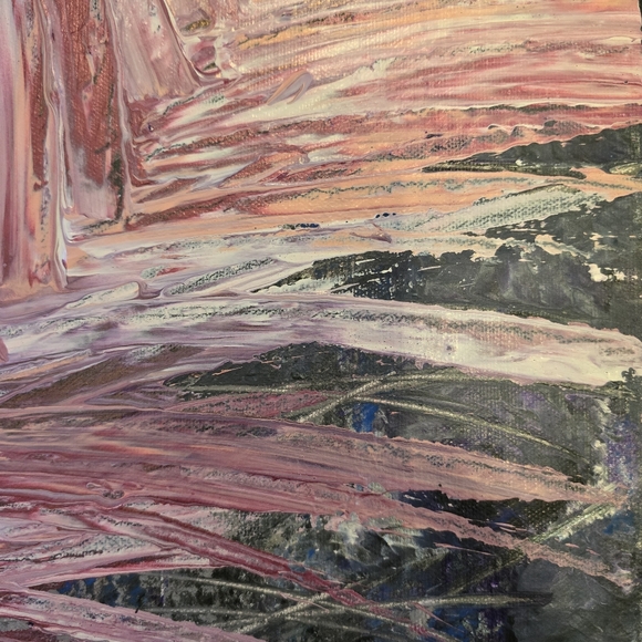 HANDCRAFTED Abstract Painting HANDPAINTED Wall Art Decor Pink Gray Purple Blue - Picture 12 of 17